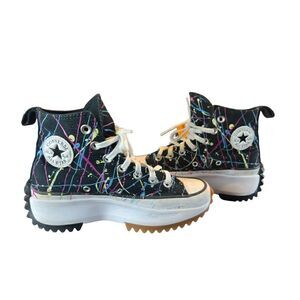 Converse splatter paint chuck taylors run star hike hi top canvas sneaker 5.5
